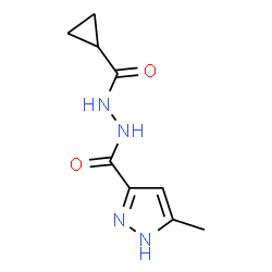 ChemSpider 2D Image | N'-(Cyclopropylcarbonyl)-5-methyl-1H-pyrazole-3-carbohydrazide | C9H12N4O2