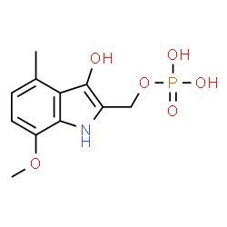 ChemSpider 2D Image | (3-Hydroxy-7-methoxy-4-methyl-1H-indol-2-yl)methyl dihydrogen phosphate | C11H14NO6P