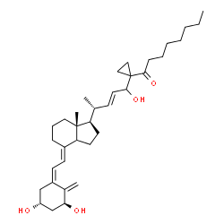 ChemSpider 2D Image | 1-[(1S,3R,5Z,7E,14xi,22E)-1,3,24-Trihydroxy-26,27-cyclo-9,10-secocholesta-5,7,10,22-tetraen-25-yl]-1-octanone | C35H54O4
