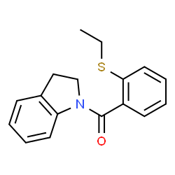 ChemSpider 2D Image | 2,3-Dihydro-1H-indol-1-yl[2-(ethylsulfanyl)phenyl]methanone | C17H17NOS
