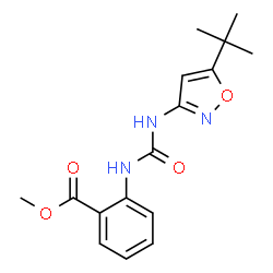 ChemSpider 2D Image | Methyl 2-(3-(5-(tert-butyl)isoxazol-3-yl)ureido)benzoate | C16H19N3O4
