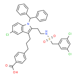 ChemSpider 2D Image | 4-{3-[5-Chloro-2-(2-{[(3,5-dichlorobenzyl)sulfonyl]amino}ethyl)-1-(diphenylmethyl)-1H-indol-3-yl]propyl}benzoic acid | C40H35Cl3N2O4S