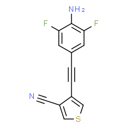 ChemSpider 2D Image | 4-[(4-Amino-3,5-difluorophenyl)ethynyl]-3-thiophenecarbonitrile | C13H6F2N2S