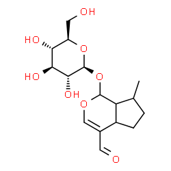 ChemSpider 2D Image | 4-Formyl-7-methyl-1,4a,5,6,7,7a-hexahydrocyclopenta[c]pyran-1-yl beta-D-glucopyranoside | C16H24O8