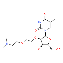 ChemSpider 2D Image | 1-(2-O-{2-[2-(Dimethylamino)ethoxy]ethyl}-alpha-D-ribofuranosyl)-5-methyl-2,4(1H,3H)-pyrimidinedione | C16H27N3O7