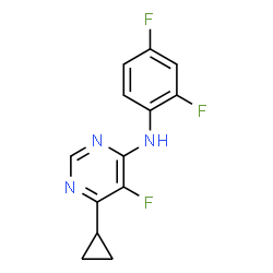 ChemSpider 2D Image | 6-Cyclopropyl-N-(2,4-difluorophenyl)-5-fluoro-4-pyrimidinamine | C13H10F3N3
