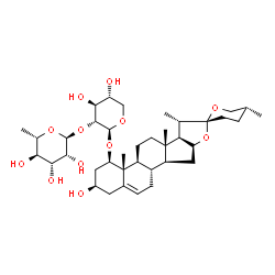 ChemSpider 2D Image | (1beta,3beta,16R,25R)-3-Hydroxyspirost-5-en-1-yl 2-O-(6-deoxy-alpha-L-mannopyranosyl)-beta-D-xylopyranoside | C38H60O12