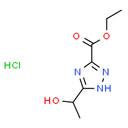 ChemSpider 2D Image | Ethyl 5-(1-hydroxyethyl)-1H-1,2,4-triazole-3-carboxylate hydrochloride (1:1) | C7H12ClN3O3