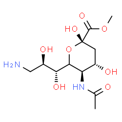 ChemSpider 2D Image | Methyl 5-acetamido-6-[(1R,2R)-3-amino-1,2-dihydroxypropyl]-3,5-dideoxy-alpha-L-threo-hex-2-ulopyranosonate | C12H22N2O8