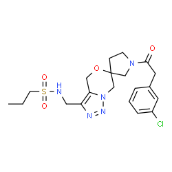 ChemSpider 2D Image | N-({1-[(3-Chlorophenyl)acetyl]-4'H-spiro[pyrrolidine-3,6'-[1,2,3]triazolo[5,1-c][1,4]oxazin]-3'-yl}methyl)-1-propanesulfonamide | C20H26ClN5O4S