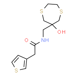 ChemSpider 2D Image | N-[(6-Hydroxy-1,4-dithiepan-6-yl)methyl]-2-(3-thienyl)acetamide | C12H17NO2S3