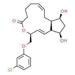 ChemSpider 2D Image | (1E,3S,9Z,11aR,12S,14R)-3-[(3-Chlorophenoxy)methyl]-12,14-dihydroxy-3,6,7,8,11,11a,12,13,14,14a-decahydro-5H-cyclopenta[e]oxacyclotridecin-5-one | C22H27ClO5