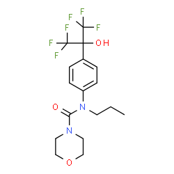 ChemSpider 2D Image | N-[4-(1,1,1,3,3,3-Hexafluoro-2-hydroxy-2-propanyl)phenyl]-N-propyl-4-morpholinecarboxamide | C17H20F6N2O3