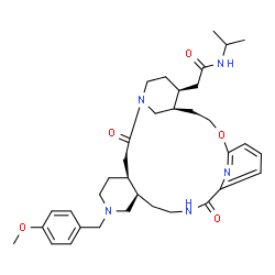ChemSpider 2D Image | N-Isopropyl-2-[(4S,9R,22R,23S)-7-(4-methoxybenzyl)-2,13-dioxo-19-oxa-1,7,12,27-tetraazatetracyclo[20.3.1.1~14,18~.0~4,9~]heptacosa-14(27),15,17-trien-23-yl]acetamide | C35H49N5O5