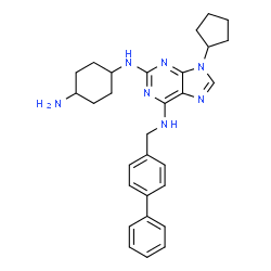 ChemSpider 2D Image | N~2~-(4-Aminocyclohexyl)-N~6~-(4-biphenylylmethyl)-9-cyclopentyl-9H-purine-2,6-diamine | C29H35N7