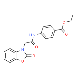 ChemSpider 2D Image | Ethyl 4-{[(2-oxo-1,3-benzoxazol-3(2H)-yl)acetyl]amino}benzoate | C18H16N2O5