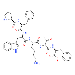 ChemSpider 2D Image | L-Prolyl-L-phenylalanyl-D-tryptophyl-L-lysyl-L-threonyl-L-phenylalanine | C44H56N8O8