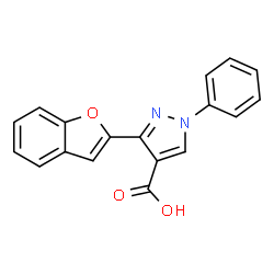 ChemSpider 2D Image | 3-(1-Benzofuran-2-yl)-1-phenyl-1H-pyrazole-4-carboxylic acid | C18H12N2O3