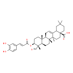 ChemSpider 2D Image | (3beta,18xi)-3-{[(2E)-3-(3,4-Dihydroxyphenyl)-2-propenoyl]oxy}-23-oxoolean-12-en-28-oic acid | C39H52O7