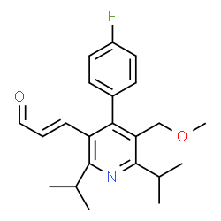 ChemSpider 2D Image | (2E)-3-[4-(4-Fluorophenyl)-2,6-diisopropyl-5-(methoxymethyl)-3-pyridinyl]acrylaldehyde | C22H26FNO2