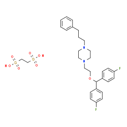 ChemSpider 2D Image | 1,2-Ethanedisulfonic acid - 1-{2-[bis(4-fluorophenyl)methoxy]ethyl}-4-(3-phenylpropyl)piperazine (1:1) | C30H38F2N2O7S2
