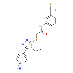 ChemSpider 2D Image | 2-{[5-(4-Aminophenyl)-4-ethyl-4H-1,2,4-triazol-3-yl]sulfanyl}-N-[3-(trifluoromethyl)phenyl]acetamide | C19H18F3N5OS