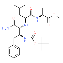 ChemSpider 2D Image | Methyl N-[(2R,3S)-1-amino-3-({[(2-methyl-2-propanyl)oxy]carbonyl}amino)-1-oxo-4-phenyl-2-butanyl]-L-leucyl-L-alaninate | C25H40N4O6