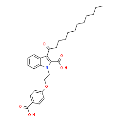 ChemSpider 2D Image | 1-[2-(4-Carboxyphenoxy)ethyl]-3-dodecanoyl-1H-indole-2-carboxylic acid | C30H37NO6