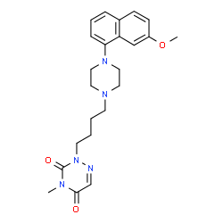 ChemSpider 2D Image | 2-{4-[4-(7-Methoxy-1-naphthyl)-1-piperazinyl]butyl}-4-methyl-1,2,4-triazine-3,5(2H,4H)-dione | C23H29N5O3