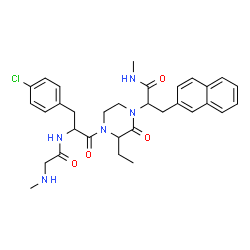 ChemSpider 2D Image | 2-[3-Ethyl-4-(N-methylglycyl-4-chlorophenylalanyl)-2-oxo-1-piperazinyl]-N-methyl-3-(2-naphthyl)propanamide | C32H38ClN5O4