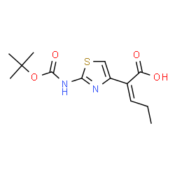 ChemSpider 2D Image | (Z)-2-{2-[(tert-Butoxycarbonyl)amino]thiazol-4-yl}pent-2-enoic acid | C13H18N2O4S