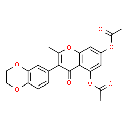 ChemSpider 2D Image | 3-(2,3-Dihydro-1,4-benzodioxin-6-yl)-2-methyl-4-oxo-4H-chromene-5,7-diyl diacetate | C22H18O8