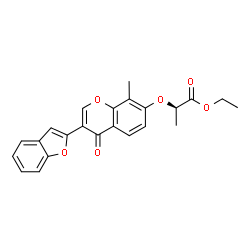 ChemSpider 2D Image | Ethyl (2R)-2-{[3-(1-benzofuran-2-yl)-8-methyl-4-oxo-4H-chromen-7-yl]oxy}propanoate | C23H20O6