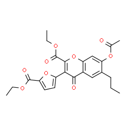 ChemSpider 2D Image | Ethyl 7-acetoxy-3-[5-(ethoxycarbonyl)-2-furyl]-4-oxo-6-propyl-4H-chromene-2-carboxylate | C24H24O9