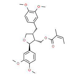 ChemSpider 2D Image | [(2S,3R,4R)-4-(3,4-Dimethoxybenzyl)-2-(3,4-dimethoxyphenyl)tetrahydro-3-furanyl]methyl (2Z)-2-methyl-2-butenoate | C27H34O7