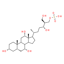 ChemSpider 2D Image | (3alpha,5beta,7alpha,8xi,9xi,12alpha,14xi,17xi,24R,25S)-3,7,12,24,26-Pentahydroxycholestan-27-yl hydrogen sulfate | C27H48O9S