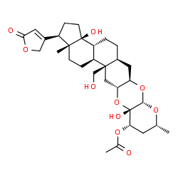 ChemSpider 2D Image | (1R,3aS,3bR,5aS,6aR,7aS,9R,11S,11aS,12aR,13aR,13bS,15aR)-3a,11a-Dihydroxy-13a-(hydroxymethyl)-9,15a-dimethyl-1-(5-oxo-2,5-dihydro-3-furanyl)icosahydro-1H,7aH-cyclopenta[7,8]phenanthro[2,3-b]pyrano[3,2
-e][1,4]dioxin-11-yl acetate | C31H44O10