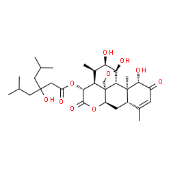 ChemSpider 2D Image | (1beta,11beta,12alpha,15beta)-1,11,12-Trihydroxy-2,16-dioxo-11,20-epoxypicras-3-en-15-yl 3-hydroxy-3-isobutyl-5-methylhexanoate | C31H46O10