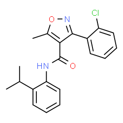 ChemSpider 2D Image | 3-(2-Chlorophenyl)-N-(2-isopropylphenyl)-5-methyl-1,2-oxazole-4-carboxamide | C20H19ClN2O2