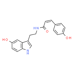 ChemSpider 2D Image | (2Z)-N-[2-(5-Hydroxy-1H-indol-3-yl)ethyl]-3-(4-hydroxyphenyl)acrylamide | C19H18N2O3