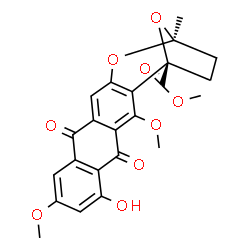 ChemSpider 2D Image | Methyl (1R,17S)-7-hydroxy-3,9-dimethoxy-17-methyl-5,12-dioxo-16,20-dioxapentacyclo[15.2.1.0~2,15~.0~4,13~.0~6,11~]icosa-2(15),3,6,8,10,13-hexaene-1-carboxylate | C23H20O9