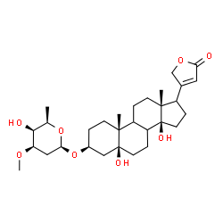 ChemSpider 2D Image | (3beta,5beta,8xi,9xi,17xi)-3-[(2,6-Dideoxy-3-O-methyl-beta-D-lyxo-hexopyranosyl)oxy]-5,14-dihydroxycard-20(22)-enolide | C30H46O8