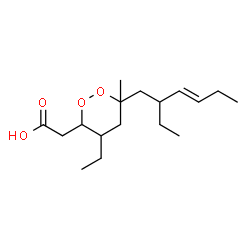 ChemSpider 2D Image | {4-Ethyl-6-[(3E)-2-ethyl-3-hexen-1-yl]-6-methyl-1,2-dioxan-3-yl}acetic acid | C17H30O4