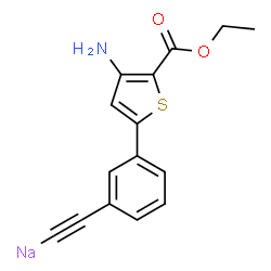 ChemSpider 2D Image | ({3-[4-Amino-5-(ethoxycarbonyl)-2-thienyl]phenyl}ethynyl)sodium | C15H12NNaO2S