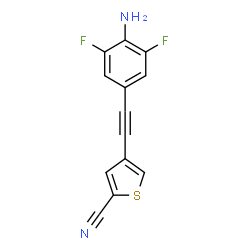 ChemSpider 2D Image | 4-[(4-Amino-3,5-difluorophenyl)ethynyl]-2-thiophenecarbonitrile | C13H6F2N2S