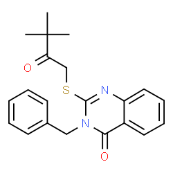 ChemSpider 2D Image | 3-Benzyl-2-[(3,3-dimethyl-2-oxobutyl)sulfanyl]-4(3H)-quinazolinone | C21H22N2O2S