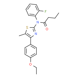 ChemSpider 2D Image | N-[4-(4-Ethoxyphenyl)-5-methyl-1,3-thiazol-2-yl]-N-(2-fluorophenyl)butanamide | C22H23FN2O2S