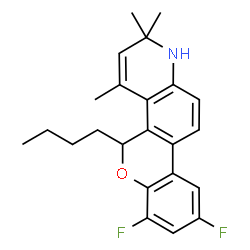 ChemSpider 2D Image | 5-Butyl-7,9-difluoro-2,2,4-trimethyl-2,5-dihydro-1H-chromeno[3,4-f]quinoline | C23H25F2NO