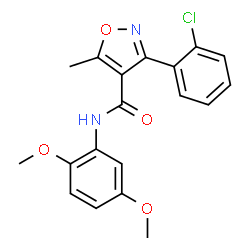 ChemSpider 2D Image | 3-(2-Chlorophenyl)-N-(2,5-dimethoxyphenyl)-5-methyl-1,2-oxazole-4-carboxamide | C19H17ClN2O4