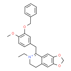 ChemSpider 2D Image | 5-[3-(Benzyloxy)-4-methoxybenzyl]-6-ethyl-7,8-dihydro[1,3]dioxolo[4,5-g]isoquinolin-6-ium | C27H28NO4